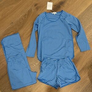 Women's Blue Striped Pajama Set